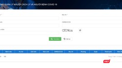 Giao diện trang tra cứu thông tin người đang điều trị COVID-19 tại trang web Sở Y tế TP.HCM.