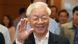 Tổng bí thư Nguyễn Phú Trọng bên hành lang Quốc hội sáng 23/10. Ảnh: Ngọc Thắng/VnExpress