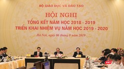 Hội nghị trực tuyến tổng kết năm học 2018-2019 và triển khai nhiệm vụ năm học 2019-2020. Ảnh: Minh Thúy.