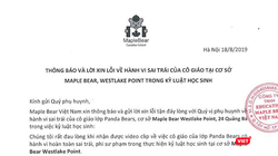 Thông báo của Trường mầm non Maple Bear Westlake Point về sự việc. 