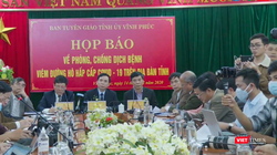 Ban Tuyên giáo tỉnh Vĩnh Phúc tổ chức họp báo cung cấp thông tin về phòng, chống dịch bệnh viêm đường hô hấp cấp do virus Corona mới (Covid-19). Ảnh: Minh Thúy 