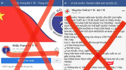 Một số trang Fanpage giả mạo Bộ Y tế để bán khẩu trang. Ảnh: Minh Thúy 