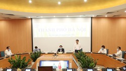 Cuộc họp trực tuyến với 5 thành phố trực thuộc Trung ương về công tác phòng chống dịch COVID-19. Ảnh: UBND TP. HN