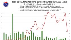 Số ca mắc COVID019 mới tính đến 6h sáng ngày 25/5 (Ảnh - BYT) 