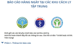 Phiếu báo cáo hàng ngày tại các khu cách ly tập trung (Ảnh - BYT) 