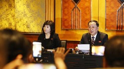 Bộ trưởng Bộ Ngoại giao Triều Tiên Ri Yong Ho chủ trì họp báo về Hội nghị Thượng đỉnh Mỹ - Triều Tiên lần thứ hai. Ảnh: Lâm Khánh - TTXVN.