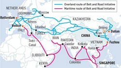 Tuyến đường Hàng hải và Đường bộ trong Sáng kiến Vành đai Con đường của Trung Quốc. 
