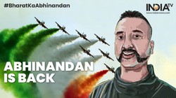 Áp phích của kênh truyền hình Ấn Độ chào đón Trung tá Abhinandan Varthaman được Pakistan trả về nước như một người hùng. 