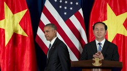 Tổng thống Mỹ Obama sau khi kết thúc bài phát biểu tại Phủ Chủ tịch ở Hà Nội ngày 23/5/2016.