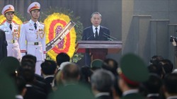 Đồng chí Tô Lâm, Ủy viên Bộ Chính trị, Chủ tịch nước Cộng hòa xã hội chủ nghĩa Việt Nam, Trưởng Ban Lễ tang đọc Lời điếu Tổng Bí thư Nguyễn Phú Trọng tại Lễ Truy điệu ngày 26/7/2024.