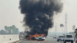 CSGT thông tin vụ ô tô Porsche bốc cháy ngùn ngụt trên cao tốc