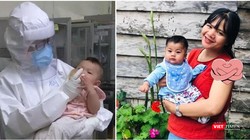 Bác sĩ Thanh Thúy cùng bệnh nhi và con trai. Ảnh: NT ghép