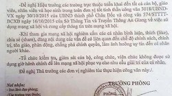 Văn bản cấm giáo viên, học sinh bình luận, chia sẻ…của Phòng GD&ĐT TP Châu ĐốcTheo ông Tuấn, văn bản của Phòng GD&ĐT TP Châu Đốc “chưa chuẩn” nên cần phải rút kinh nghiệm. “Sau khi xem xét văn bản của Phòng GD&ĐT TP liên quan đến việc “cấm” giáo viên, học