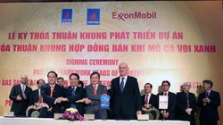 Lễ ký kết thỏa thuận khung phát triển dự án điện khí từ mỏ khí Cá Voi Xanh. (Ảnh TTXVN)