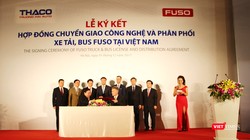 Lễ ký kết giữa công ty Xe Tải và Xe Khách Mitsubishi Fuso (MFTBC) và Thaco. Ảnh: Nguyên Minh 