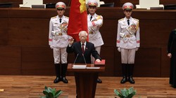 Chủ tịch nước Nguyễn Phú Trọng tuyên thệ nhậm chức. Ảnh VGP/Nhật Bắc