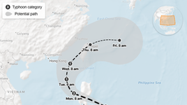 Đường đi dự kiến của siêu bão Fung-wong. Ảnh: Reuters.