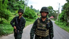 Binh sĩ Thái Lan gần biên giới tranh chấp với Campuchia vào tháng 9. Ảnh: Reuters.