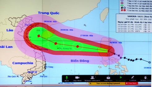Ban chỉ đạo TƯ về Phòng chống thiên tai họp khẩn ứng phó bão Sarika Sarika là cơn bão mạnh, có đường đi phức tạp.