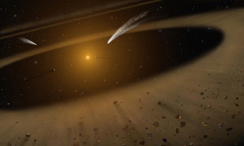 NASA phát hiện bản sao hệ Mặt Trời cách Trái Đất 10 năm ánh sáng Epsilon Eridani có nhiều đặc điểm giống hệ Mặt Trời. Đồ họa: NASA.
