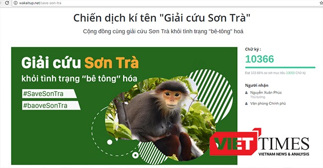 Hơn 10.300 người ủng hộ “tâm thư về Sơn Trà” của Chủ tịch Hiệp hội Du lịch Đà Nẵng Tính đến 11h ngày 5/4, đã có 10.366 người ký tên ủng hộ "tâm thư" của Chủ tịch Hiệp hội Du lịch gửi Thủ tướng Nguyễn Xuân Phúc để bảo vệ Sơn Trà