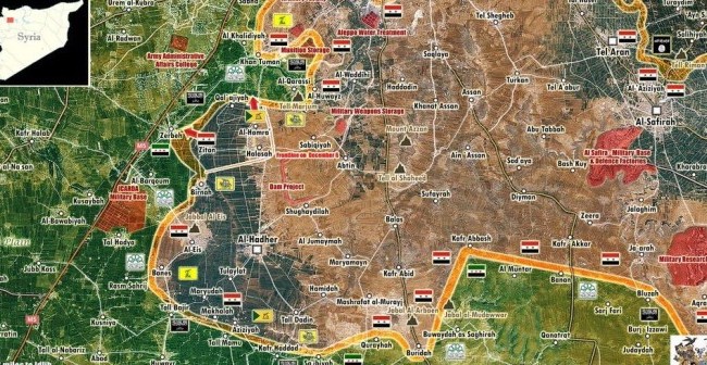 Bão lửa chiến cuộc giành Nam Aleppo Bản đồ chiến sự Aleppo tính đến ngày 07.12.2015