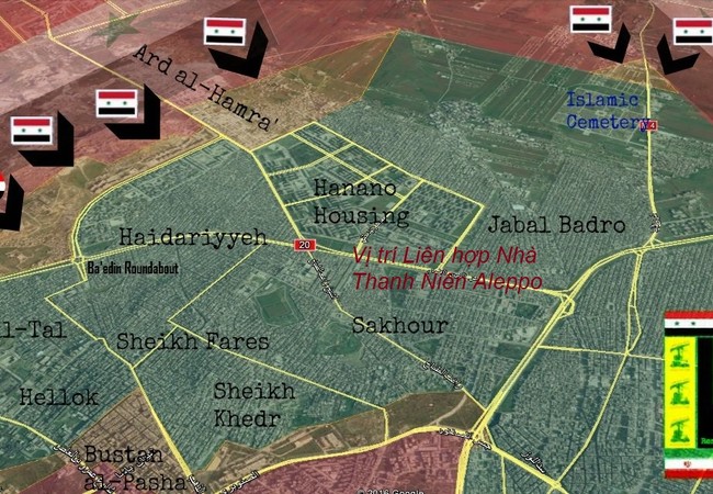 Quân đội Syria tấn công dữ dội trên hướng Đông Bắc Aleppo Vị trí Khu liên hợp nhà Thanh niên ở Aleppo