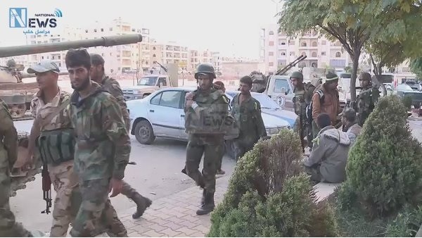 Trận chiến Aleppo: Quân đội Syria dồn dập tấn công ép phiến quân đầu hàng (video) Binh sĩ Syria trên chiến trường Aleppo