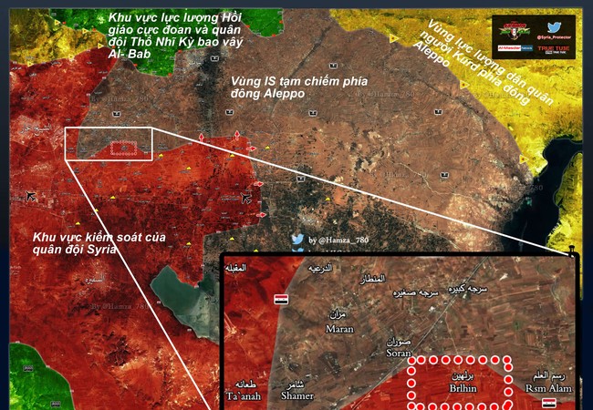 Bản đồ chiến sự lực lượng Tigers phía đông Aleppo
