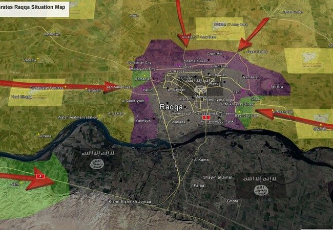 Chiến sự Syria: SDF tiến đánh dữ dội Raqqa, tấn công IS từ 3 hướng (chùm video) Các mũi tấn công chính của lực lượng SDF đánh vào thành phố Raqqa