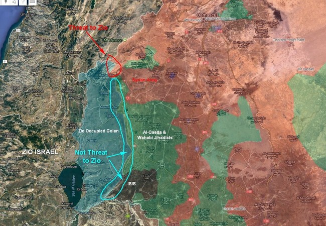 Không ngán Israel dội bom, quân đội Syria phản kích tiêu diệt 50 chiến binh Bản đồ phân vùng lực lượng trên cao nguyên Golan, Syria