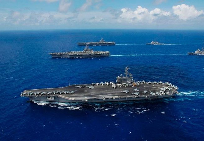 Mỹ đưa tàu sân bay USS Ronald Reagan tập trận với Hàn Quốc trên biển Hoàng Hải Cụm tấn công tàu sân bay USS Ronald Reagan Hải quân Mỹ (ảnh tư liệu)