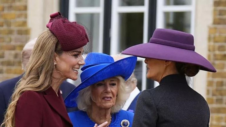 Công nương Kate, Nữ hoàng Camilla và Melania Trump đến thăm cấp nhà nước tại lâu đài Windsor vào ngày 17/9. Ảnh: Getty.