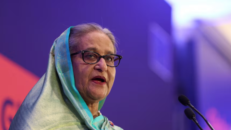 Thủ tướng Bangladesh bị lật đổ Sheikh Hasina tại Brussels, Bỉ ngày 25/10/2023. Ảnh: Reuters.