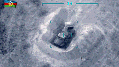 Azerbaijan công bố vdeo cảnh máy bay của họ tiêu diệt dàn phóng hỏa tiễn 40 nòng BM-21 của Armenia (Ảnh: Sohu). Azerbaijan công bố vdeo cảnh máy bay của họ tiêu diệt dàn phóng hỏa tiễn 40 nòng BM-21 của Armenia (Ảnh: Sohu).