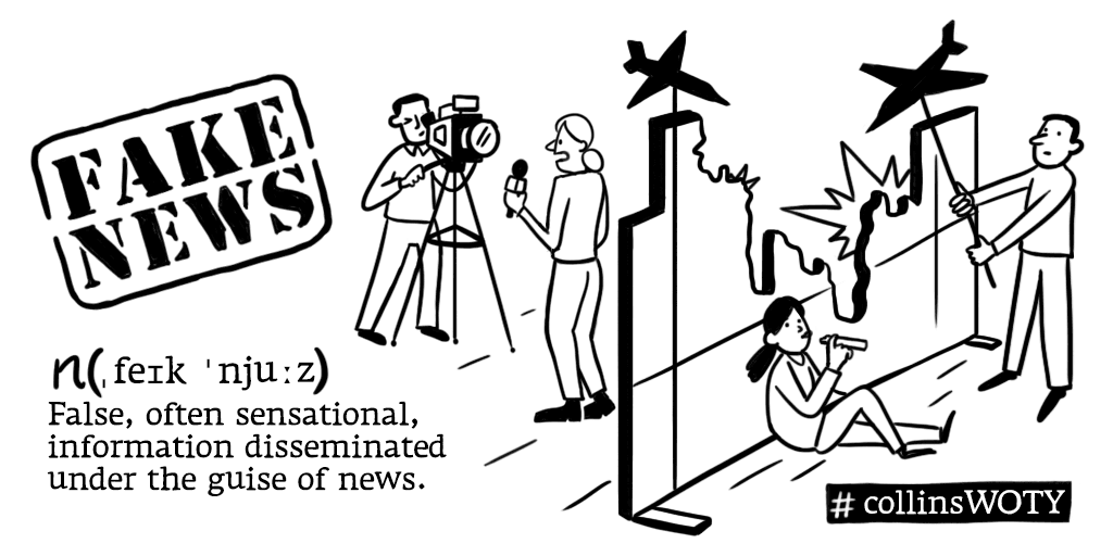 Hình ảnh minh họa cho từ Fake news của hãng từ điển Collins.