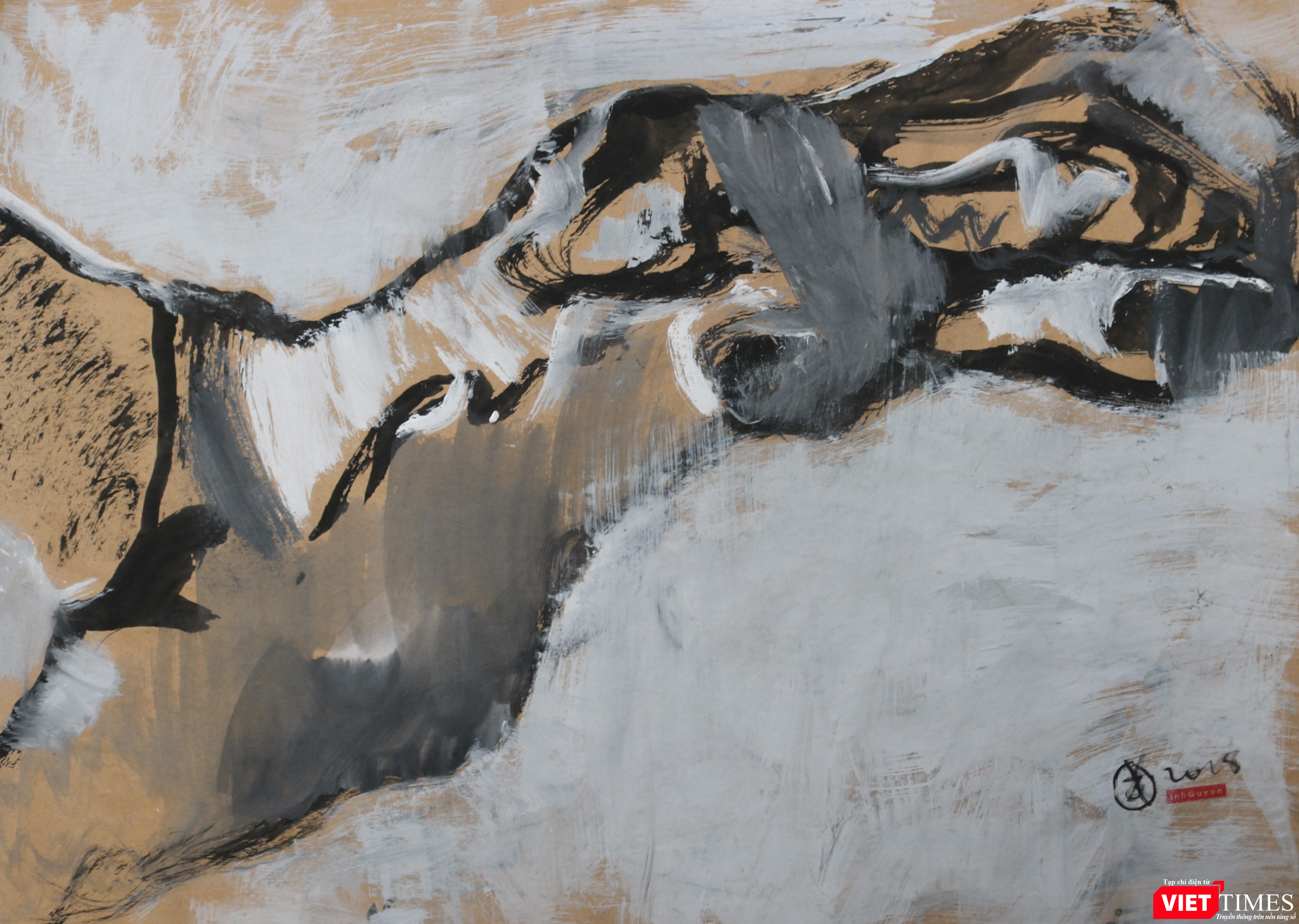 No.320 72x101cm bột màu, Nguyễn Dương Đính sáng tác 2018 (Ảnh: Hoạ sĩ cung cấp) No.320 72x101cm bột màu, Nguyễn Dương Đính sáng tác 2018 (Ảnh: Hoạ sĩ cung cấp)