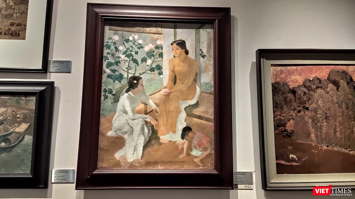 Bức hoạ "Hai thiếu nữ và em bé" của danh hoạ Tô Ngọc Vân - số 9 trên iMuseum (ảnh: Hoà Bình)