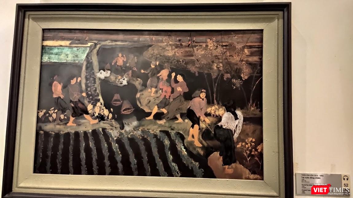 Bức hoạ "Tát nước đồng chiêm" của danh hoạ Trần Văn Cẩn được đánh số 52