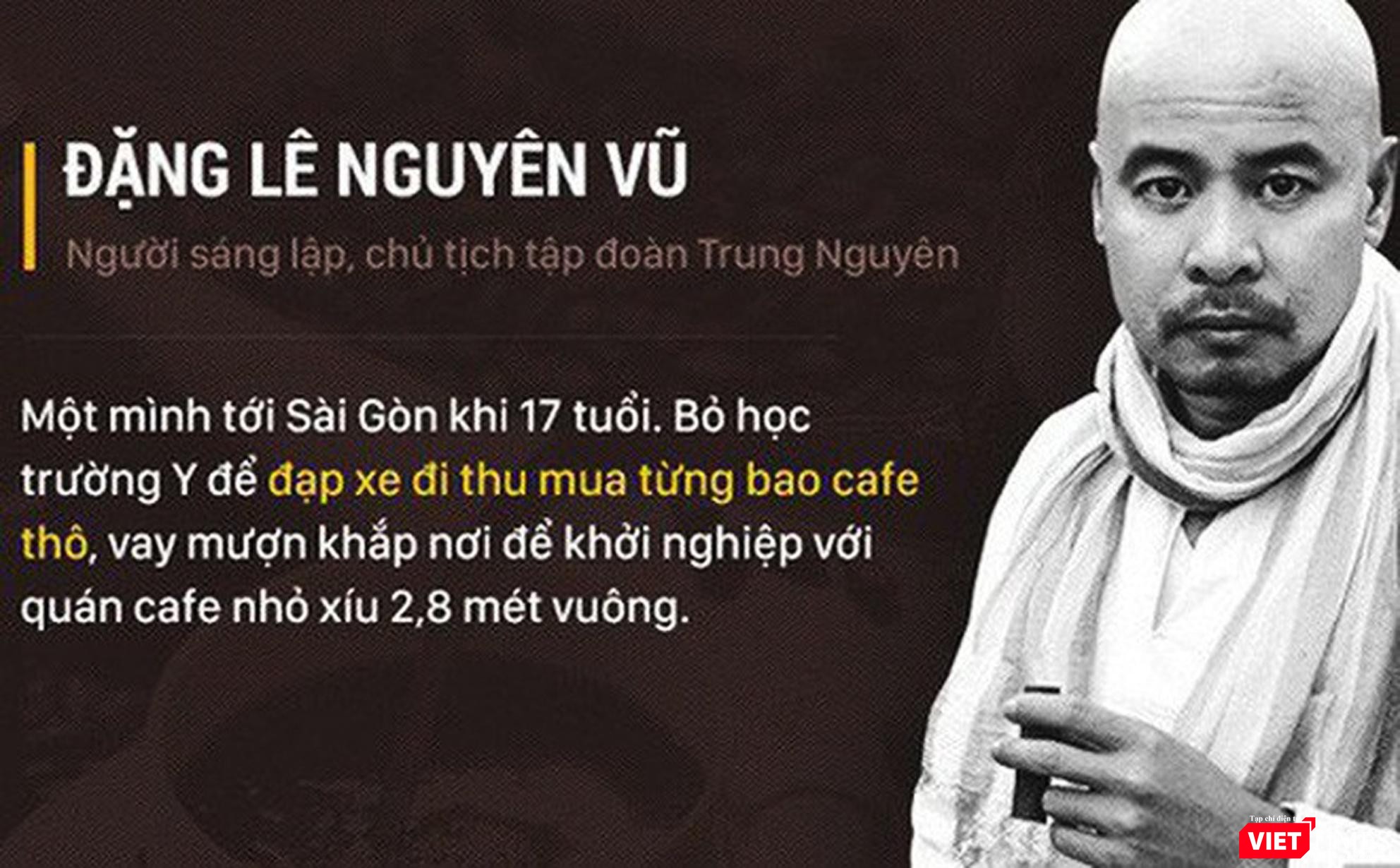 Với ý chí mạnh mẽ phi thường và lòng yêu nước mãnh liệt, từ xuất phát điểm đầy khó khăn, ông Đặng Lê Nguyên Vũ đã xây dựng thành công thương hiệu cà phê Trung Nguyên, được báo chí quốc tế gọi là "Vua cà phê Việt"