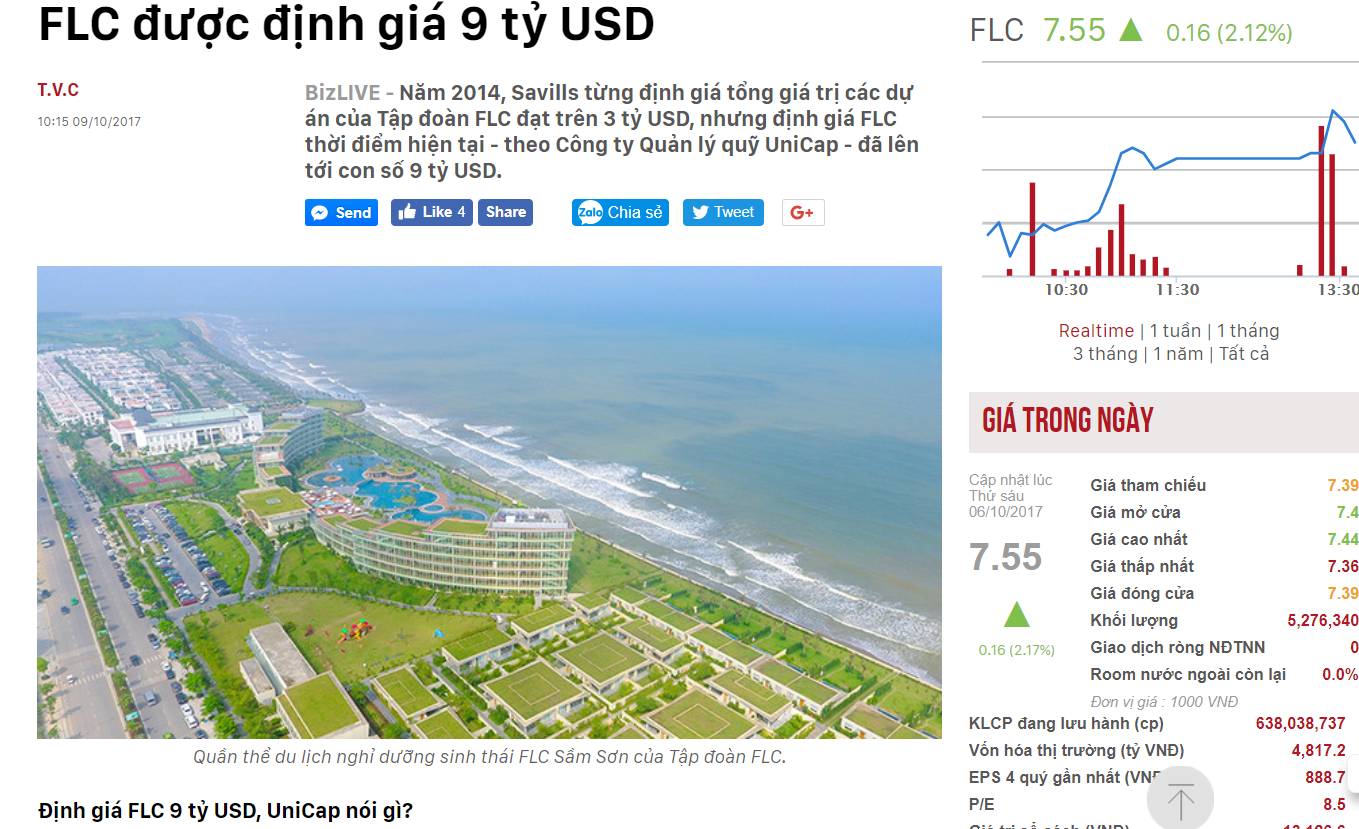 Định giá FLC 9 tỷ USD, UniCap là công ty nào?