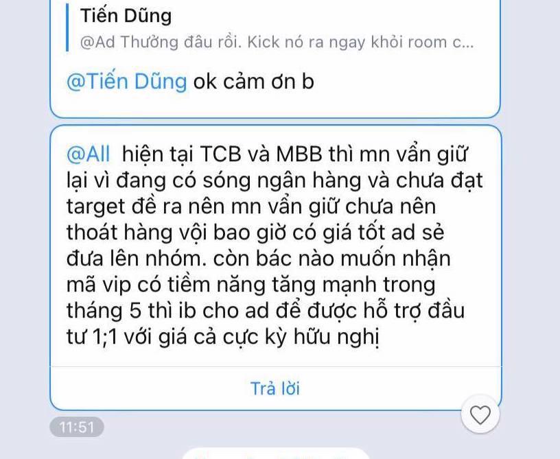 Trưởng nhóm cũng sẽ mời chào thành viên tham gia vào nhóm khác với chi phí "hữu nghị" để nhận được mã "VIP" đầu tư.