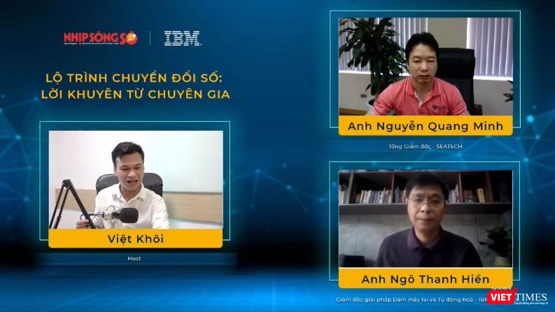 Ảnh chụp màn hình buổi toạ đàm trực tuyến Chuyển đổi số – Lời khuyên từ chuyên gia. Ảnh chụp màn hình buổi toạ đàm trực tuyến Chuyển đổi số – Lời khuyên từ chuyên gia.