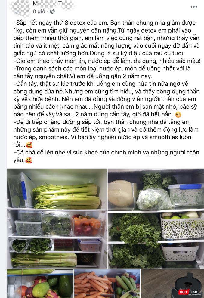 Facebook cá nhân có tên M.T. vui mừng sau khi thải độc bằng Detox (Ảnh - PV) Facebook cá nhân có tên M.T. vui mừng sau khi thải độc bằng Detox (Ảnh - PV)