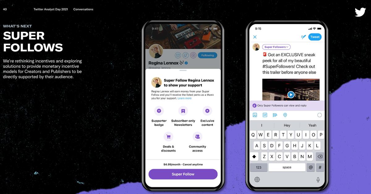 Tính năng Super Follows của Twitter.
