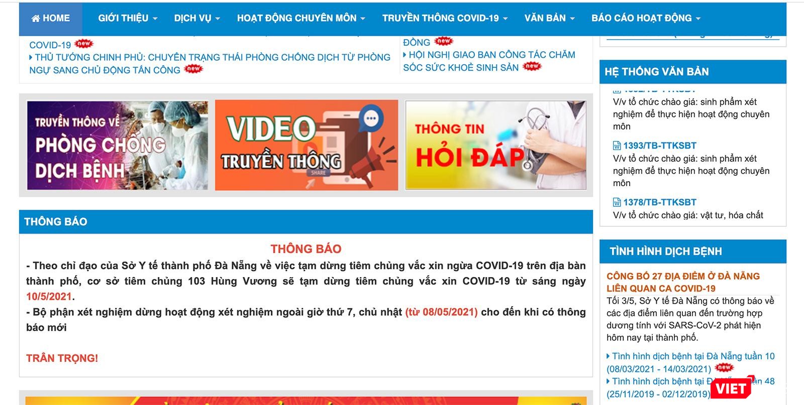 Thông báo dừng tiêm vắc xin COCID-19 trên địa bàn TP Đà Nẵng của CDC Đà Nẵng