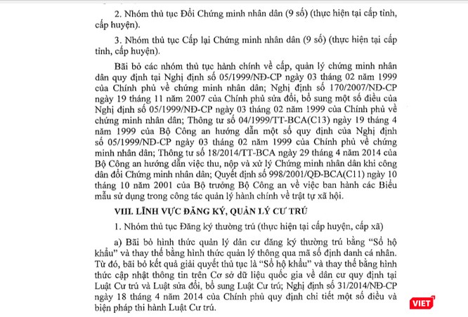Một phần Nghị quyết 112/NQ-CP của Chính phủ. Ảnh: VietTimes