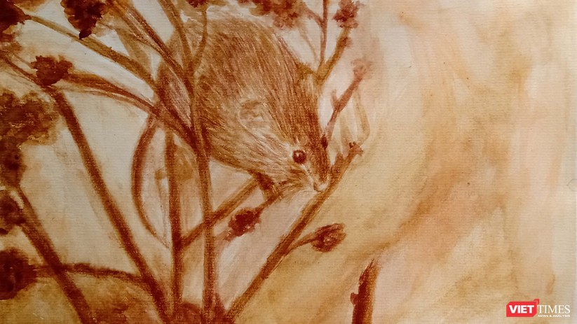 Độc đáo tranh chuột đón Tết Canh Tý vẽ bằng màu hoa, tương ớt, cà phê - ảnh 5