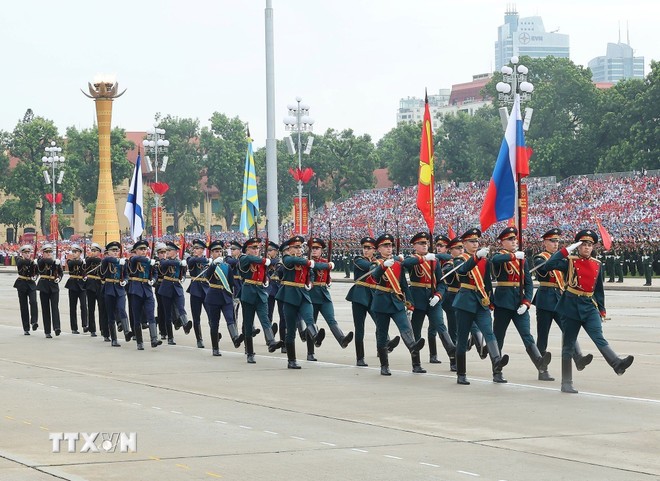 Khối Lực lượng vũ trang Liên bang Nga. (Ảnh: Lâm Khánh/TTXVN) Khối Lực lượng vũ trang Liên bang Nga. (Ảnh: Lâm Khánh/TTXVN)