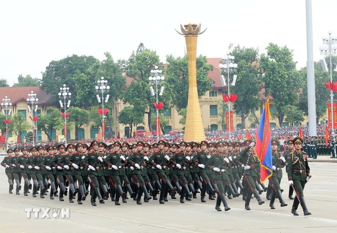 Khối Quân đội nhân dân Lào. (Ảnh: Lâm Khánh/TTXVN) Khối Quân đội nhân dân Lào. (Ảnh: Lâm Khánh/TTXVN)